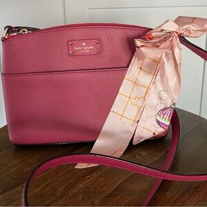 Kate Spade Pink Crossbody Bag with Elegant Scarf Accent
